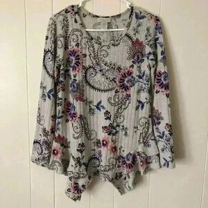 Status by Chenault Floral Printed Polyester Top Blouse Size S